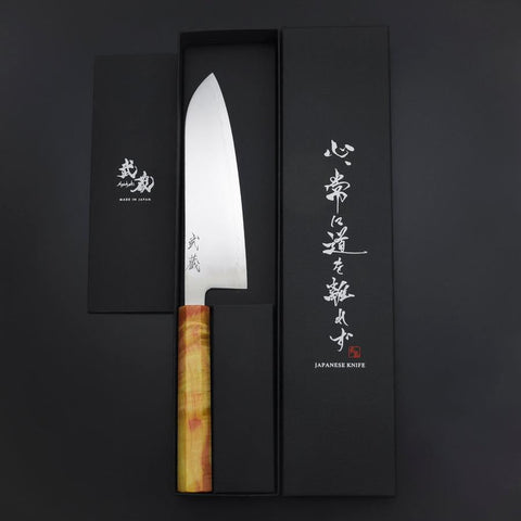 Santoku SLD Mirror Sunset Orange Handle 170mm-[Musashi]-[Japanese-Kitchen-Knives]