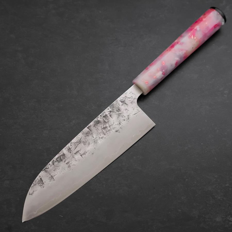 Santoku SLD Nashiji Washi Manche Océan Rose Sakura et Or 165mm-[Musashi]-[Couteaux de cuisine japonais]