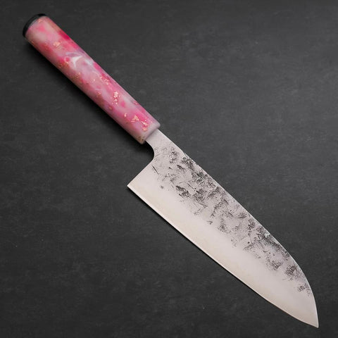 Santoku SLD Nashiji Washi Manche Océan Rose Sakura et Or 165mm-[Musashi]-[Couteaux de cuisine japonais]