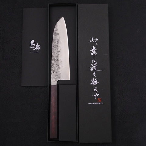 Santoku SLD Nashiji Washi Manche Urushi Pourpre 165mm-[Musashi]-[Couteaux de cuisine japonais]
