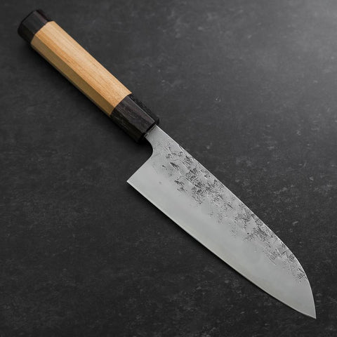 Santoku SLD Nashiji Washi Manche en Cerisier et Doubles Embouts en Bois de Rose 165mm-[Musashi]-[Couteaux de cuisine japonais]
