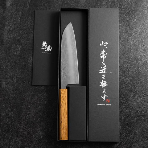 Santoku SLD Nashiji Washi Manche en Chêne 165mm-[Musashi]-[Couteaux de cuisine japonais]