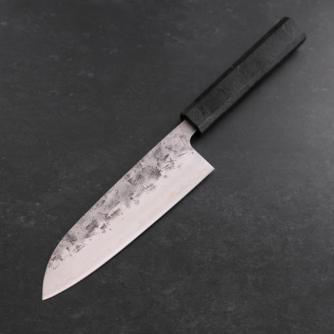 Santoku SLD Nashiji Washi Manche en Ishime Noir 165mm-[Musashi]-[Couteaux de cuisine japonais]