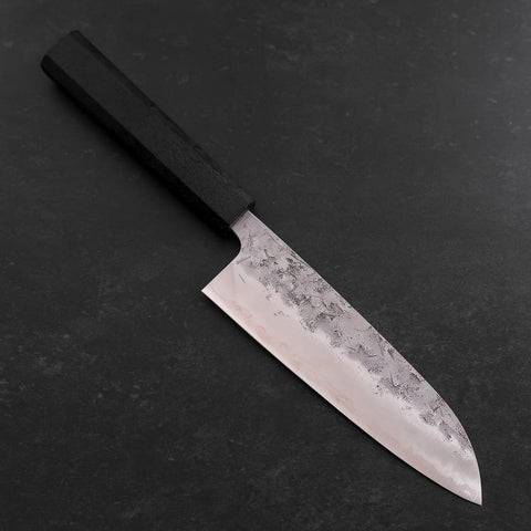 Santoku SLD Nashiji Washi Manche en Ishime Noir 165mm-[Musashi]-[Couteaux de cuisine japonais]
