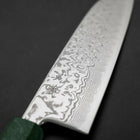 Santoku SLD Nickel en Vague Damas Manche Urushi Vert 165mm-[Musashi]-[Couteaux de cuisine japonais]