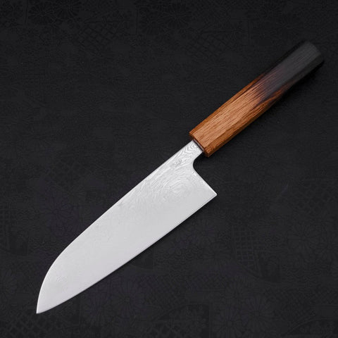 Santoku SLD Wave Nickel Damascus Yaki Urushi Handle 165mm (6.5”)-[Musashi]-[Japanese-Kitchen-Knives]