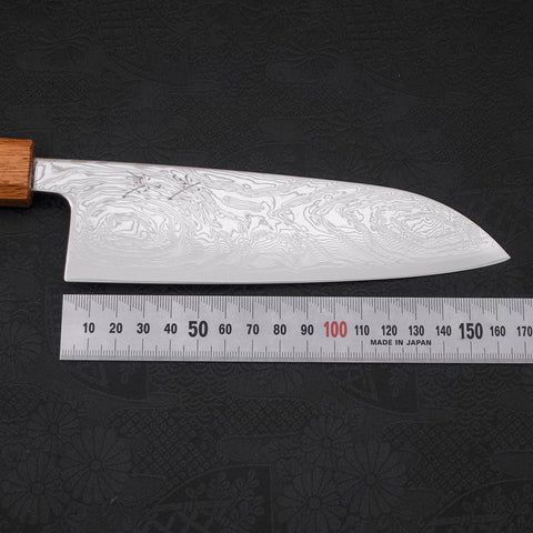 Santoku SLD Wave Nickel Damascus Yaki Urushi Handle 165mm (6.5”)-[Musashi]-[Japanese-Kitchen-Knives]