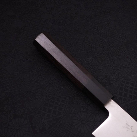 Santoku SLD Nickel en Vagues Damas Manche en Buffle et Ébène 165mm-[Musashi]-[Couteaux de cuisine japonais]