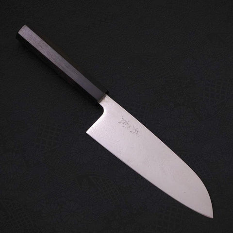 Santoku SLD Nickel en Vagues Damas Manche en Buffle et Ébène 165mm-[Musashi]-[Couteaux de cuisine japonais]