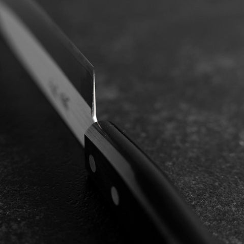 Santoku SLD Poli Manche Occidental Noir 165mm (Tsuba Nashi)-[Musashi]-[Couteaux de cuisine japonais]