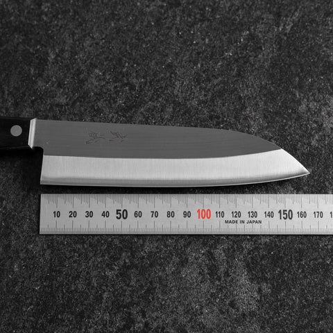 Santoku SLD Poli Manche Occidental Noir 165mm (Tsuba Nashi)-[Musashi]-[Couteaux de cuisine japonais]