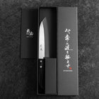 Santoku SLD Poli Manche Occidental Noir 165mm (Tsuba Nashi)-[Musashi]-[Couteaux de cuisine japonais]
