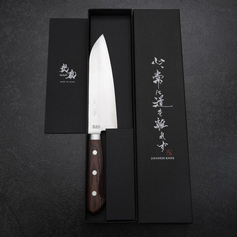 Santoku SLD Poli Manche en Acajou Occidental 165mm-[Musashi]-[Couteaux de cuisine japonais]