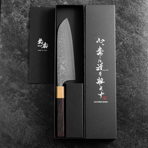 Santoku SPG-Strix Damas Manche Shitan 165mm-[Musashi]-[Couteaux de cuisine japonais]