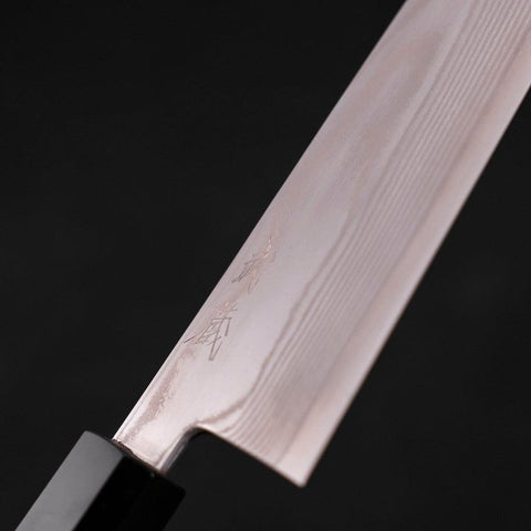 Santoku Silver Steel #3 Damas Manche en Buffle et Bois de Wengé 180mm-[Musashi]-[Couteaux de cuisine japonais]