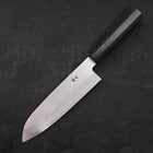 Santoku Silver Steel #3 Kasumi Chokin Samurai Full Moon Buffalo Ebony Handle 170mm-[Musashi]-[Couteaux de cuisine japonais]