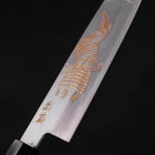 Santoku Silver Steel #3 Kasumi Chokin Samurai Full Moon Buffalo Ebony Handle 170mm-[Musashi]-[Couteaux de cuisine japonais]