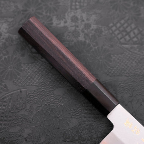 Santoku Silver Steel #3 Kasumi Chokin Samurai Full Moon Buffalo Ebony Handle 170mm-[Musashi]-[Couteaux de cuisine japonais]