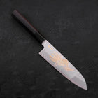 Santoku Silver Steel #3 Kasumi Chokin Samurai Full Moon Buffalo Ebony Handle 170mm-[Musashi]-[Couteaux de cuisine japonais]
