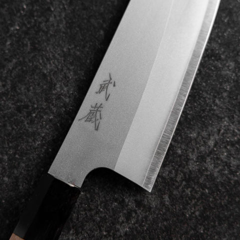 Santoku Silver Steel #3 Kasumi Manche en Buffle et Noyer 165mm-[Musashi]-[Couteaux de cuisine japonais]