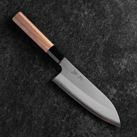 Santoku Silver Steel #3 Kasumi Manche en Buffle et Noyer 165mm-[Musashi]-[Couteaux de cuisine japonais]