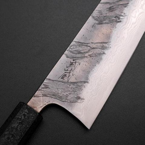 Santoku Silver Steel #3 Nashiji Damas Manche en Ishime Noir 165mm-[Musashi]-[Couteaux de cuisine japonais]