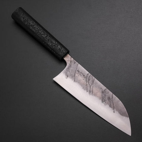 Santoku Silver Steel #3 Nashiji Damas Manche en Ishime Noir 165mm-[Musashi]-[Couteaux de cuisine japonais]