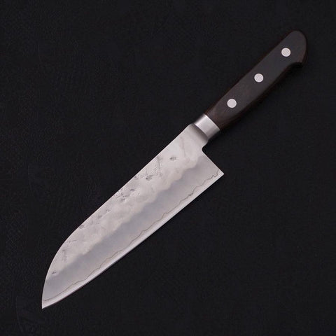 Santoku Silver Steel #3 Nashiji Manche Occidental Noir 165mm-[Musashi]-[Couteaux de cuisine japonais]