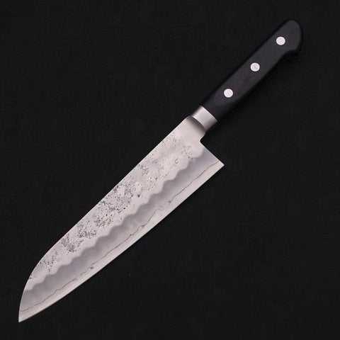 Santoku Silver Steel #3 Nashiji Manche Occidental Noir 180mm-[Musashi]-[Couteaux de cuisine japonais]