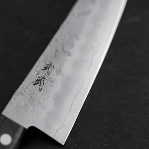 Santoku Silver Steel #3 Nashiji Manche Occidental Pourpre 180mm (Tsuba-nashi)-[Musashi]-[Couteaux de cuisine japonais]