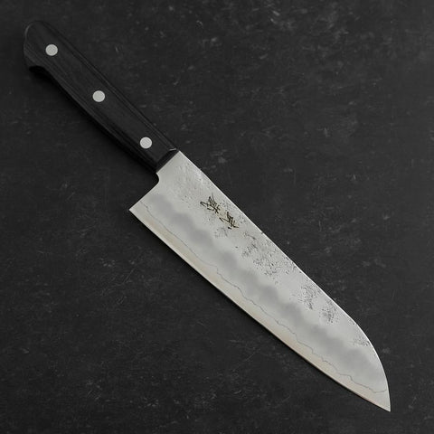 Santoku Silver Steel #3 Nashiji Manche Occidental Pourpre 180mm (Tsuba-nashi)-[Musashi]-[Couteaux de cuisine japonais]