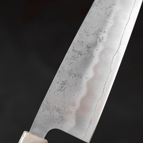 Santoku Silver Steel #3 Nashiji Manche Océan Blanc et Bleu 165mm-[Musashi]-[Couteaux de cuisine japonais]