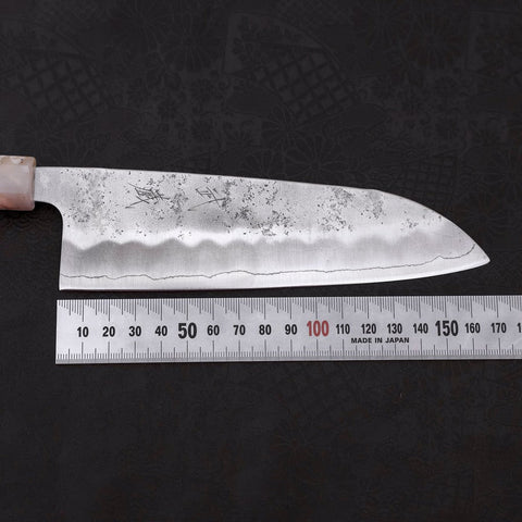 Santoku Silver Steel #3 Nashiji Manche Océan Bleu et Blanc 165mm-[Musashi]-[Couteaux de cuisine japonais]