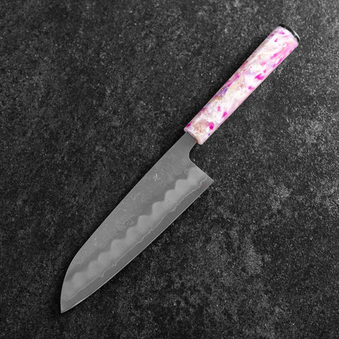 Santoku Silver Steel #3 Nashiji Manche Océan Sakura 165mm-[Musashi]-[Couteaux de cuisine japonais]