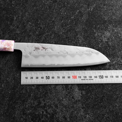 Santoku Silver Steel #3 Nashiji Manche Océan Sakura 165mm-[Musashi]-[Couteaux de cuisine japonais]