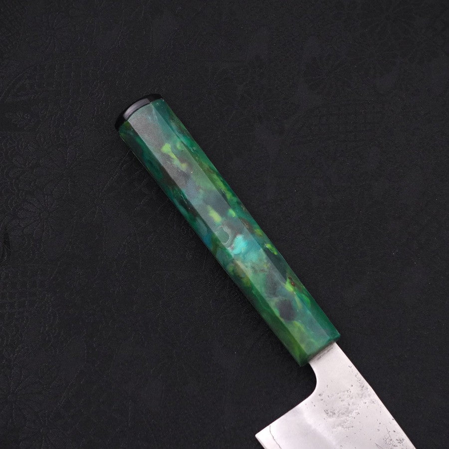 Santoku Silver Steel #3 Nashiji Manche Océan Vert 165mm-[Musashi]-[Couteaux de cuisine japonais]