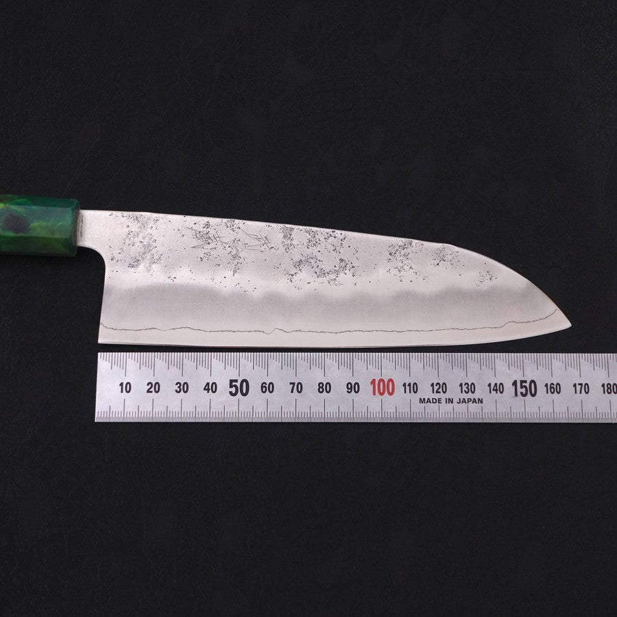 Santoku Silver Steel #3 Nashiji Manche Océan Vert 165mm-[Musashi]-[Couteaux de cuisine japonais]