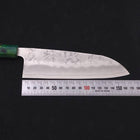Santoku Silver Steel #3 Nashiji Manche Océan Vert 165mm-[Musashi]-[Couteaux de cuisine japonais]