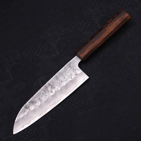 Santoku Silver Steel #3 Nashiji Manche Sumi Urushi 165mm-[Musashi]-[Couteaux de cuisine japonais]