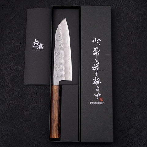 Santoku Silver Steel #3 Nashiji Manche Sumi Urushi 165mm-[Musashi]-[Couteaux de cuisine japonais]