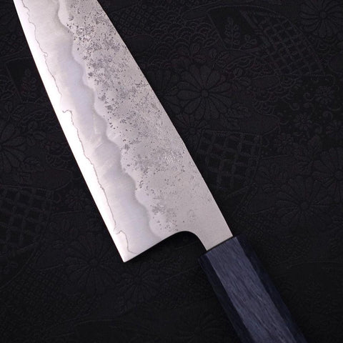 Santoku Silver Steel #3 Nashiji Manche Urushi Bleu Sombre 165mm-[Musashi]-[Couteaux de cuisine japonais]