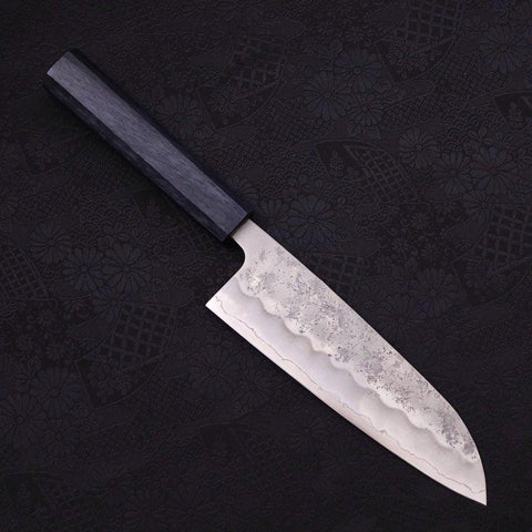 Santoku Silver Steel #3 Nashiji Manche Urushi Bleu Sombre 165mm-Silver Steel #3-Nashiji-Japonais-[Musashi]-[Couteaux de cuisine japonais]