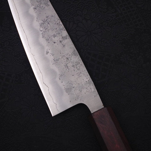 Santoku Silver Steel #3 Nashiji Manche Urushi Violet 165mm-[Musashi]-[Couteaux de cuisine japonais]