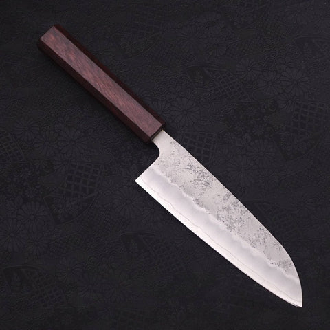 Santoku Silver Steel #3 Nashiji Manche Urushi Violet 165mm-[Musashi]-[Couteaux de cuisine japonais]