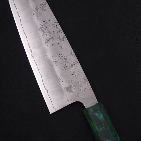 Santoku Silver Steel #3 Nashiji Manche Vert Océan 165mm-[Musashi]-[Couteaux de cuisine japonais]