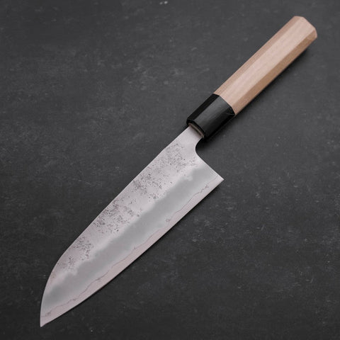 Santoku Silver Steel #3 Nashiji Manche en Buffle et Magnolia 165mm-[Musashi]-[Couteaux de cuisine japonais]