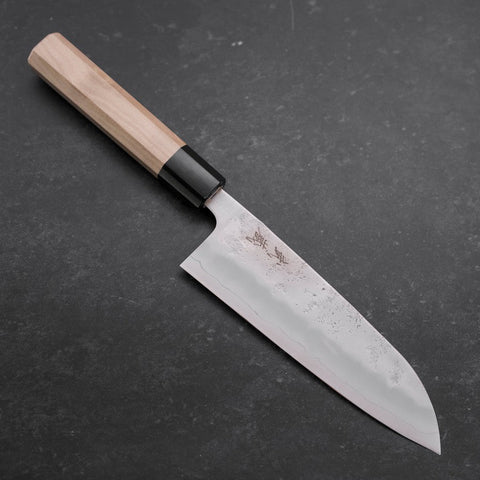 Santoku Silver Steel #3 Nashiji Manche en Buffle et Magnolia 165mm-[Musashi]-[Couteaux de cuisine japonais]