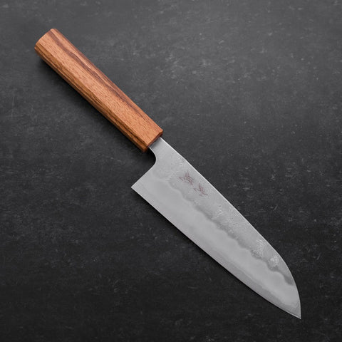 Santoku Silver Steel #3 Nashiji Manche en Chêne 165mm-[Musashi]-[Couteaux de cuisine japonais]