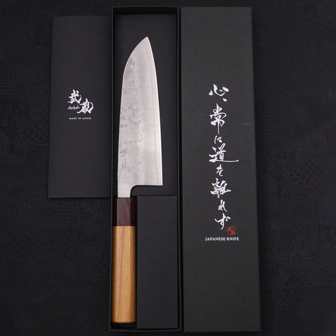 Santoku Silver Steel #3 Nashiji Manche en Zelkova 165mm-[Musashi]-[Couteaux de cuisine japonais]