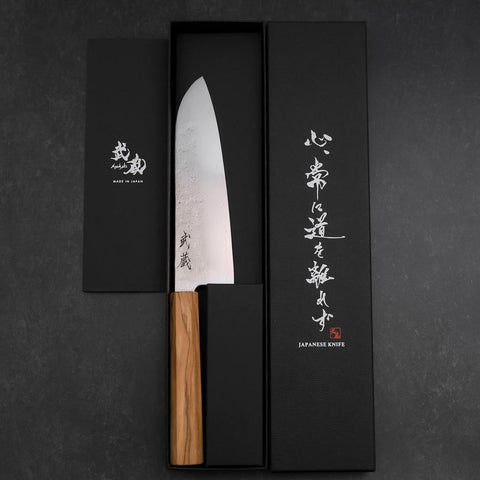 Santoku Silver Steel #3 Nashiji Olive Handle 170mm (6.7”)